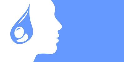 Profile of a face with a water drop, symbolizing tears, sadness, or hydration. Ideal for emotional well-being, beauty, and health-related content with a thoughtful touch vector