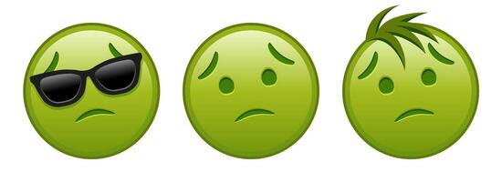 Nauseated face Set of three green emoji vector