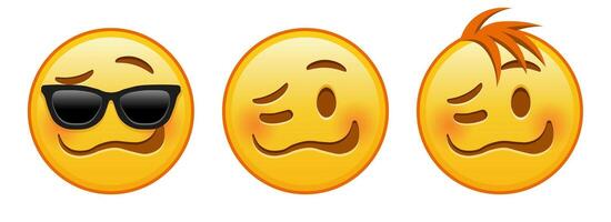 Woozy yellow face Set of three emoji vector