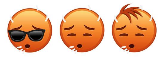 Sweaty face Set of three red emoji vector