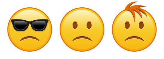 Slightly frowning face Set of three emoji vector