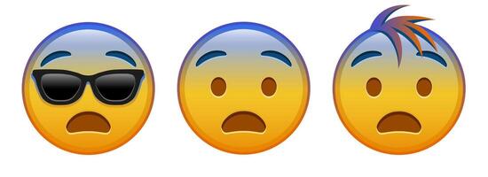 Face in fear Set of three yellow emoji vector