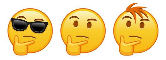 Thoughtful face Set of three yellow emoji vector