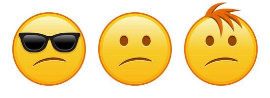 Embarrassed yellow face Set of three emoji vector