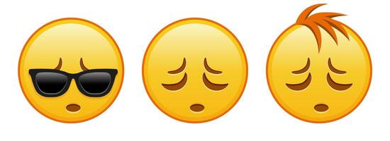 Tired yellow face Set of three emoji vector