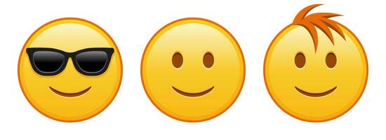 Slightly smiling face Set of three emoji vector