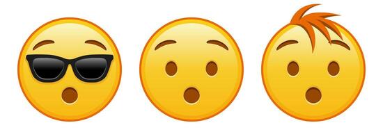 Hushed yellow face Set of three emoji vector