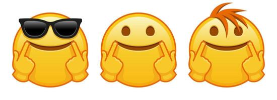 Fake smile face Set of three emoji vector