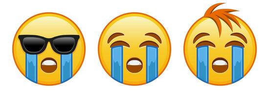 Face crying loudly Set of three emoji vector