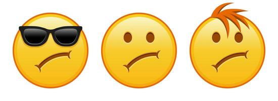 Sad face Set of three yellow emoji vector
