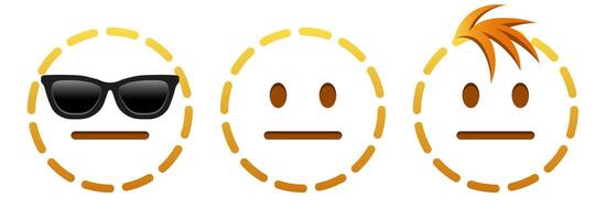 Line neutral face Set of three emoji vector
