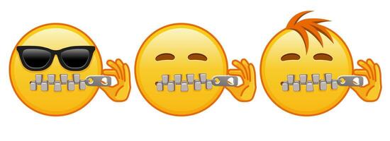 Zipper Mouth face Set of three emoji vector