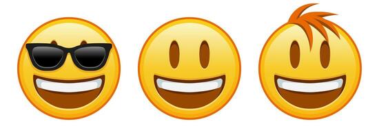 Smiling face with open mouth Set of three emoji vector