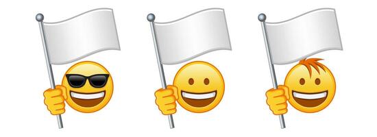 Emoji with white flag Set of three emoji vector