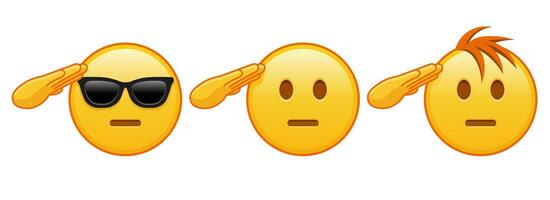 Emoji with hand on face Set of three yellow emoji vector