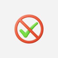 Stylized prohibition symbol with a green check mark inside a red circle. vector