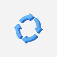 A blue circular arrow icon representing a refresh or cycle concept. vector