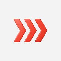 Three red arrows pointing right, symbolizing direction and movement. vector