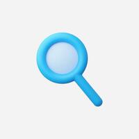 A blue magnifying glass icon representing search and discovery. vector