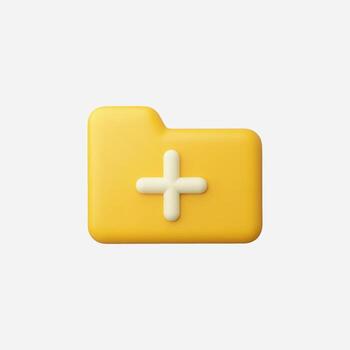 A bright yellow folder icon with a plus symbol, symbolizing addition. vector