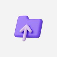 A purple folder icon with an arrow symbolizing upload action. vector