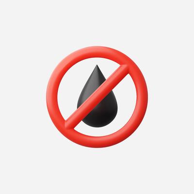 A bold no drop symbol in red and black, signaling prohibition.