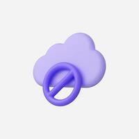 A minimalist purple cloud icon with a prohibition symbol. vector