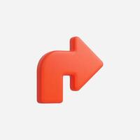 Vibrant 3D red arrow indicating a rightward direction. vector