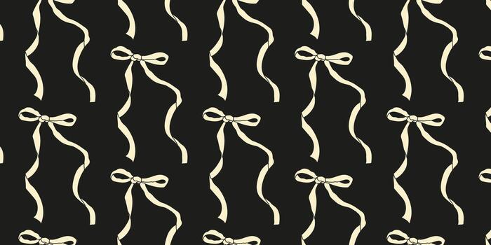 Elegant black background adorned with repeating cream ribbons in a classic pattern vector
