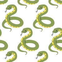 Seamless pattern with snakes in doodle style. Symbol of 2025 according to the Chinese calendar. vector
