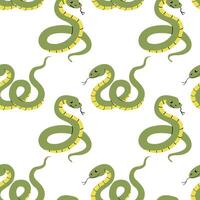 Seamless pattern with snakes in doodle style on a white background. Design for textile, wrapping paper, background vector