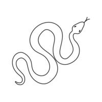 Snake in doodle style. Snake hand drawn line art. Universal design, illustration isolated on white background vector