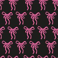 Pattern of pink bows on a black background creating a playful and vibrant design suitable for various crafts vector