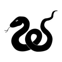 Black silhouette of a snake on a white background, hand drawn. Symbol of 2025. illustration. vector