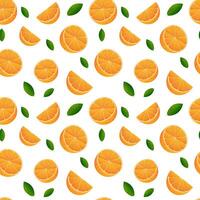 Oranges and leaves seamless pattern, . Background, textiles, summer pattern, rich colors vector