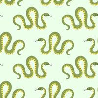 Seamless pattern with green snakes. Symbol of 2025 according to the Chinese calendar. vector