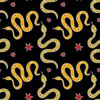Colorful snake and star pattern design on black background for creative projects vector
