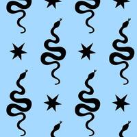 A Stylish Blue Pattern Featuring Snakes and Stars in an Artistic and Creative Design vector