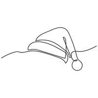 Christmas hat One continuous line drawing on a white background. Christmas and New Year illustration vector