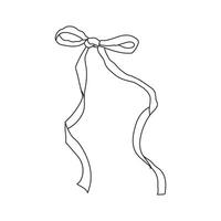 Elegant hand-drawn ribbon bow design with flowing tails suitable for decorative purposes vector