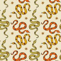 Colorful snake pattern with stars on beige background showcasing a whimsical design for textile or wallpaper use vector