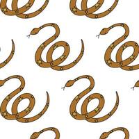 Pattern with snakes decorated with stars in doodle style on a white background. Symbol of 2025 according to the Chinese calendar. vector