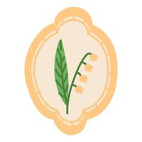 An unusual rounded frame with lavender embroidery on a canvas. flat color illustration. finished handmade product. An illustration made in graphics. An isolated object. hand-embroidered item vector