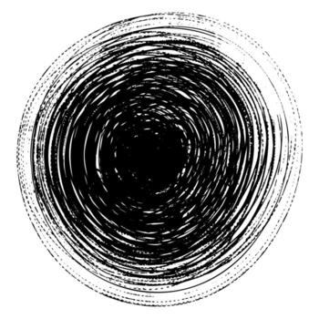 Circular textures in grunge style with lines. Unusual icon design. Background texture with stripes. Geometric line shape using a wide dry brush, bad printing of black line on white background vector
