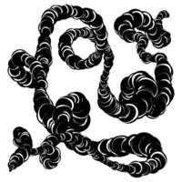 Abstract background with wave-like circular lines in the shape of a zigzag. Filled . Dynamic abstract design. Black and white spots, multi-layered lines. Curved smooth shape on white background vector