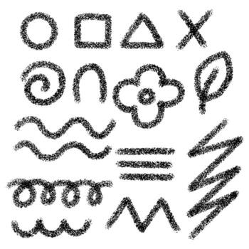 set of lines, objects, squiggles for graffiti, hand-drawn with spray paint, large sprayer. strokes, zigzags, curls. Sketchy lines in style of scribbles. collection of horizontal wavy strokes vector