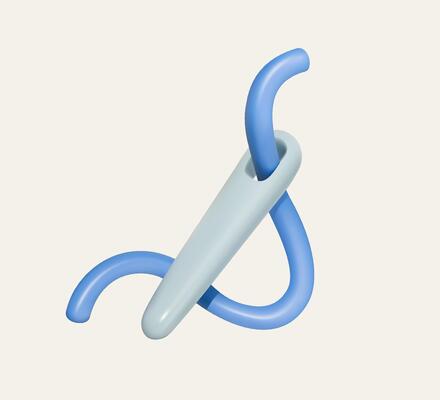 3D Cartoon Needle Threading with Blue Yarn