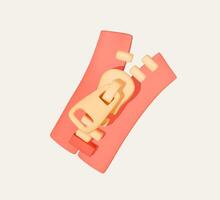 3D icon of colorful zipper closeup vector