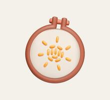3D Embroidery Hoop with Simple Stitches Cartoon Icon vector