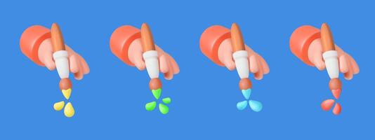 3D Brushes with Colorful Paint Drips vector